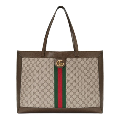 Shop Gucci Canvas Tote Bag In Grey