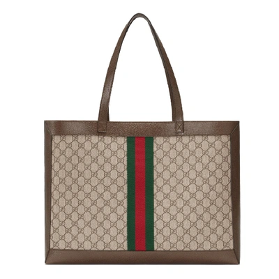 Shop Gucci Canvas Tote Bag In Grey
