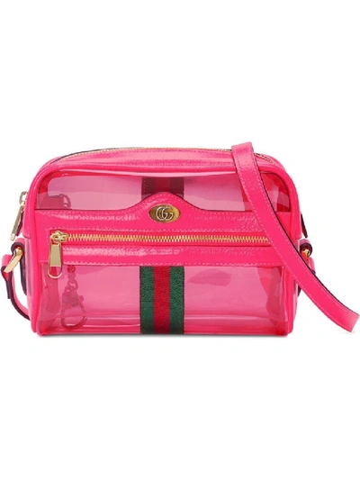 Shop Gucci Hot Pink Ophidia Mini Transparent Bag