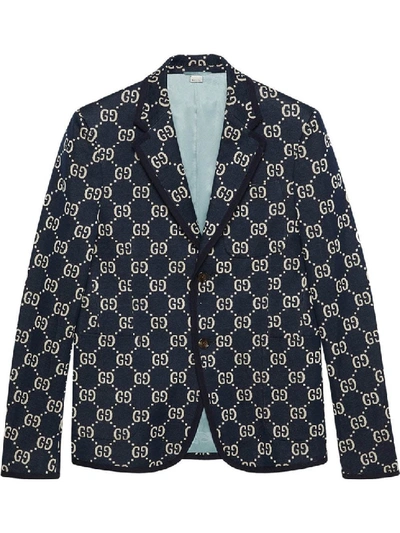 Shop Gucci Jacquard Blazer In Black