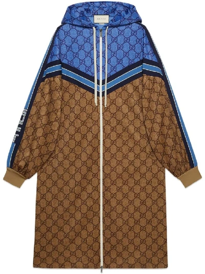 Shop Gucci Gg Technical Jersey Jacket In Brown
