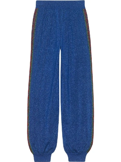 Shop Gucci Blue Women's Glitter Jogging Pants