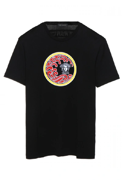 Shop Versace Printed T Shirt In Black