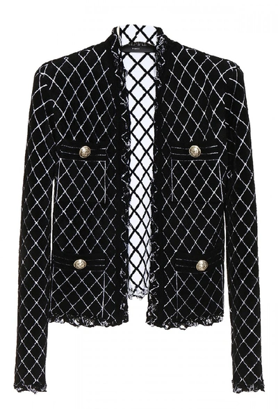 Shop Balmain Knit Blazer In Black