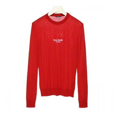 Shop Balmain Wool Sweater In Red
