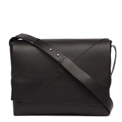 Shop Bottega Veneta Black Calf Leather Messenger Bag