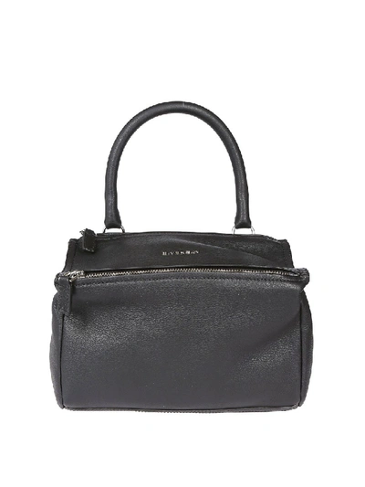 Shop Givenchy Pandora Black Grained Leather Small Bag In Grey