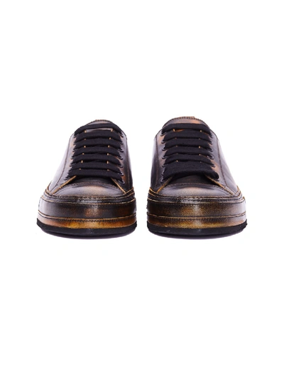 Shop Ann Demeulemeester Brown Leather Sneakers In Black