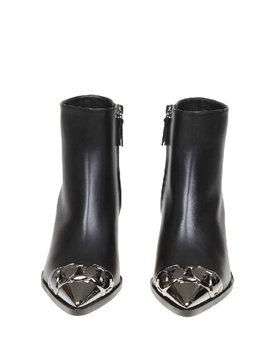 Shop Casadei Agyness Leather Ankle Boot In Black Color