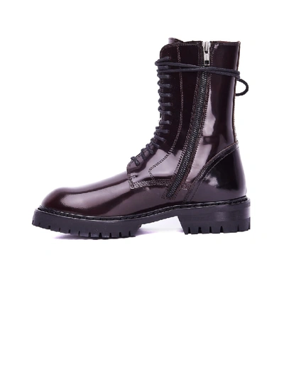 Shop Ann Demeulemeester Burgundy Leather Boots In Black