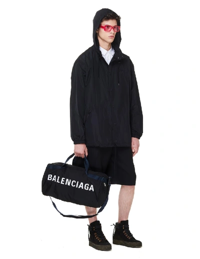 Shop Balenciaga Black & Navy Wheel Gym Bag