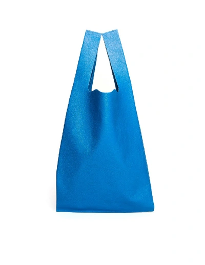 Shop Balenciaga Blue Leather Supermarket Shopper