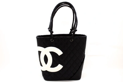 CHANEL Cambon Tote Small Shoulder Bag Black White Quilted calf leather  ref.204076 - Joli Closet