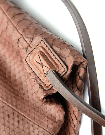 Shop Rick Owens Python Leather Bag In Brown