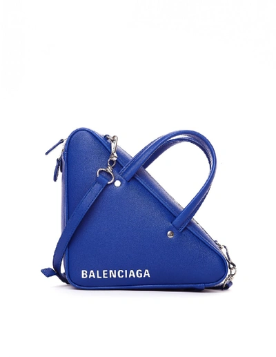 Shop Balenciaga Blue Triangle Duffle Bag Xs