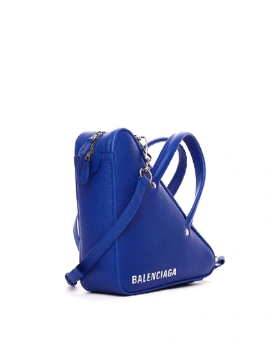 Shop Balenciaga Blue Triangle Duffle Bag Xs