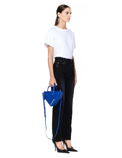 Shop Balenciaga Blue Triangle Duffle Bag Xs