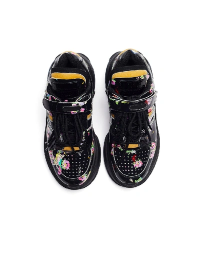 Shop Maison Margiela Kawaii Printed Retro Fit Sneakers In Black