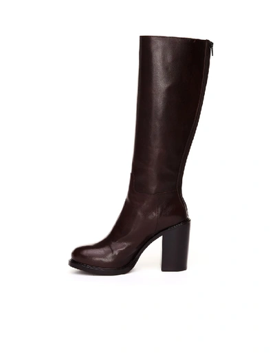 Shop A.f.vandevorst Brown Leather Heeled Boots In Black