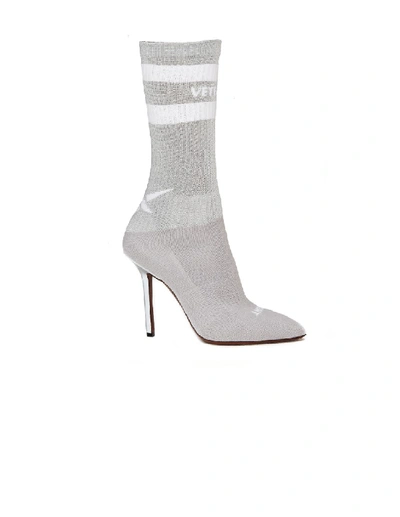 Shop Vetements Reflective Sock Boots In White