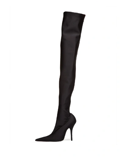 Shop Balenciaga Knife Over-the-knee Textile Boots In Black
