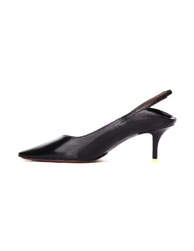 Shop Vetements Black Leather Kitten Heel Pumps