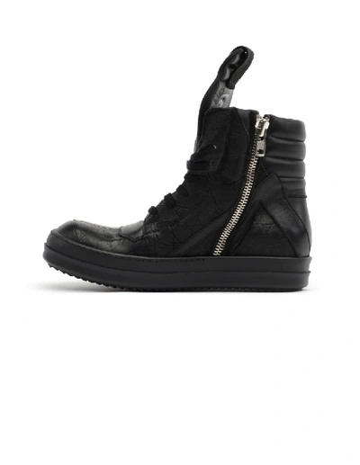 Shop Rick Owens Alligator Leather Hi-top Sneakers In Black