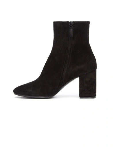 Shop Balenciaga Suede Ankle Boots With Logo In Black