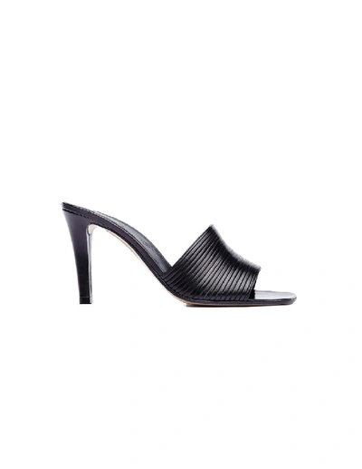 Shop Maison Margiela Leather Open Toe Mules In Black