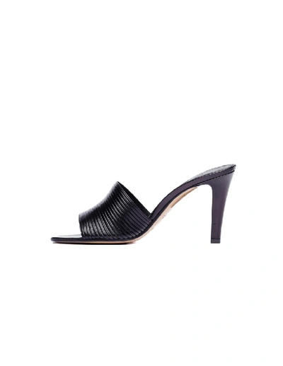 Shop Maison Margiela Leather Open Toe Mules In Black