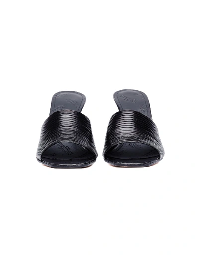 Shop Maison Margiela Leather Open Toe Mules In Black