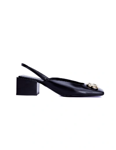 Shop Balenciaga Black Leather Double Square Bb Mules