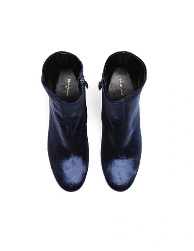 Shop Balenciaga Ville Velvet Ankle Boots In Black
