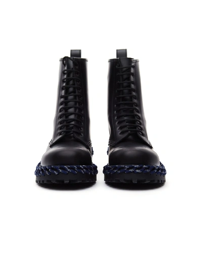 Shop Balenciaga Calfskin Boots With Decorative Laces In Black