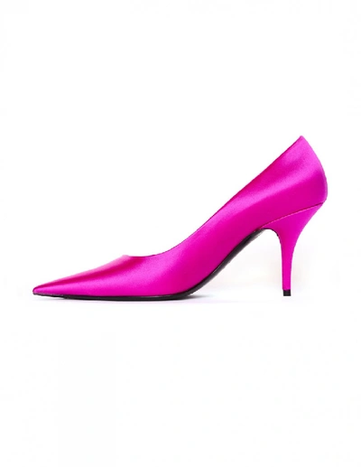 Shop Balenciaga Pink Satin Knife Pumps