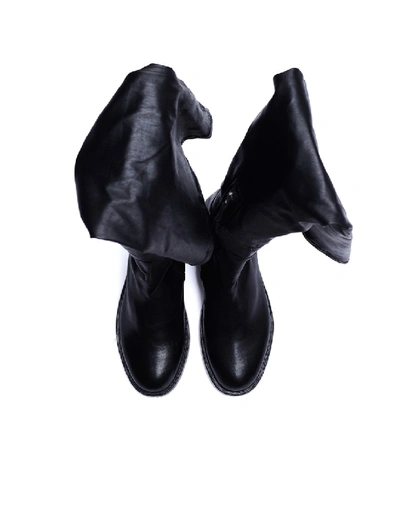 Shop Ann Demeulemeester Black Thigh-high Leather Boots