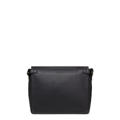 Shop Fendi Flip Leather Shoulder Bag In Black