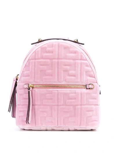 Shop Fendi Pink Women's Embossed Mini Monogram Backpack Pink