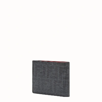 Shop Fendi Leather And Canvas Wallet In Grey