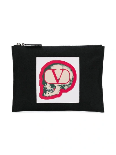 Shop Valentino Black Men's  Garavani X Undercover Skull Pouch