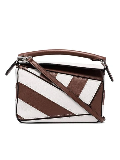 Shop Loewe Brown Women's Puzzle Rugby Mini Bag In White
