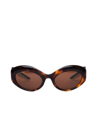 Shop Balenciaga Hybrid Oval Sunglasses In Black