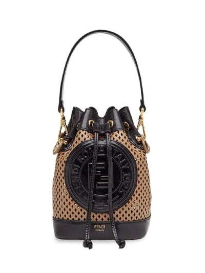 Shop Fendi Black Women's Mesh Mini Mon Tresor Bucket Bag