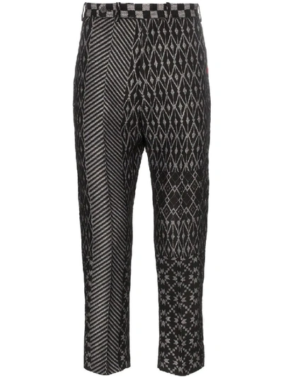 Shop Haider Ackermann Grey Men's Cropped Jacquard Trousers In Black