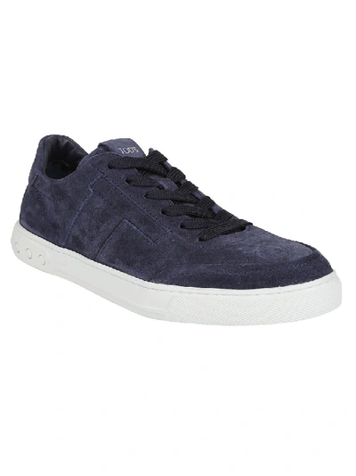Shop Tod's Midnight Blue Suede Sneakers In Black