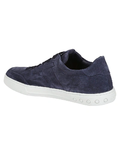 Shop Tod's Midnight Blue Suede Sneakers In Black