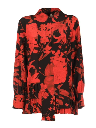 Shop Valentino Printed Silk Blouse In Red