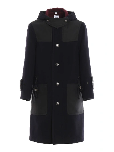 Shop Burberry Wool Blend Montgomery Coat In Black