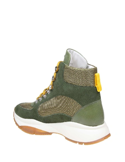 Shop Jimmy Choo Sneakers Inca Leather And Fabric Color Green Military In Grey