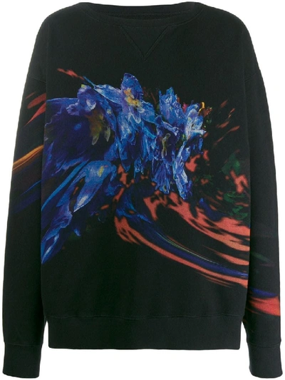 Shop Maison Margiela Black Men's Floral Paint Print Sweatshirt